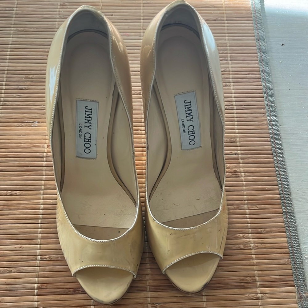 Jimmy Choo great deal. Has some marks and scuffs . Great project shoes.